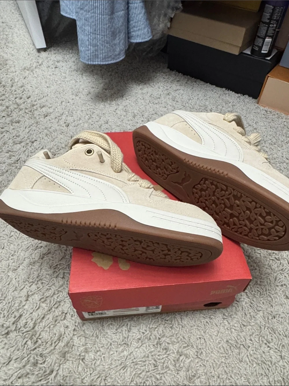 Puma Cream Suede Platform Sneakers